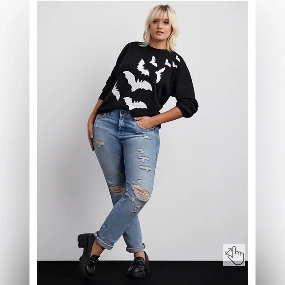 Torrid Bats Goth punk Pullover sweater 18/20 size 2x - Picture 2 of 5